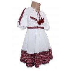 Сукня з фатином для дівчинки з домотканого полотна з рукавом 3/4 07024 Сукня з фатином для дівчинки з домотканого полотна з рукавом 3/4 07024