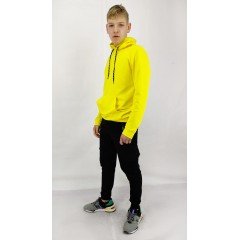 Кофта двунитка Жовтого кольору з капюшоном і кишенею 11159