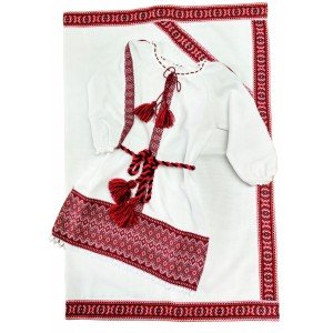 Вишита сукня на хрещення з тканою нашивкою