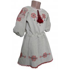 Комплект для дівчинки на льоні блузка з рукавом 3/4 і пишна спідничка 07026